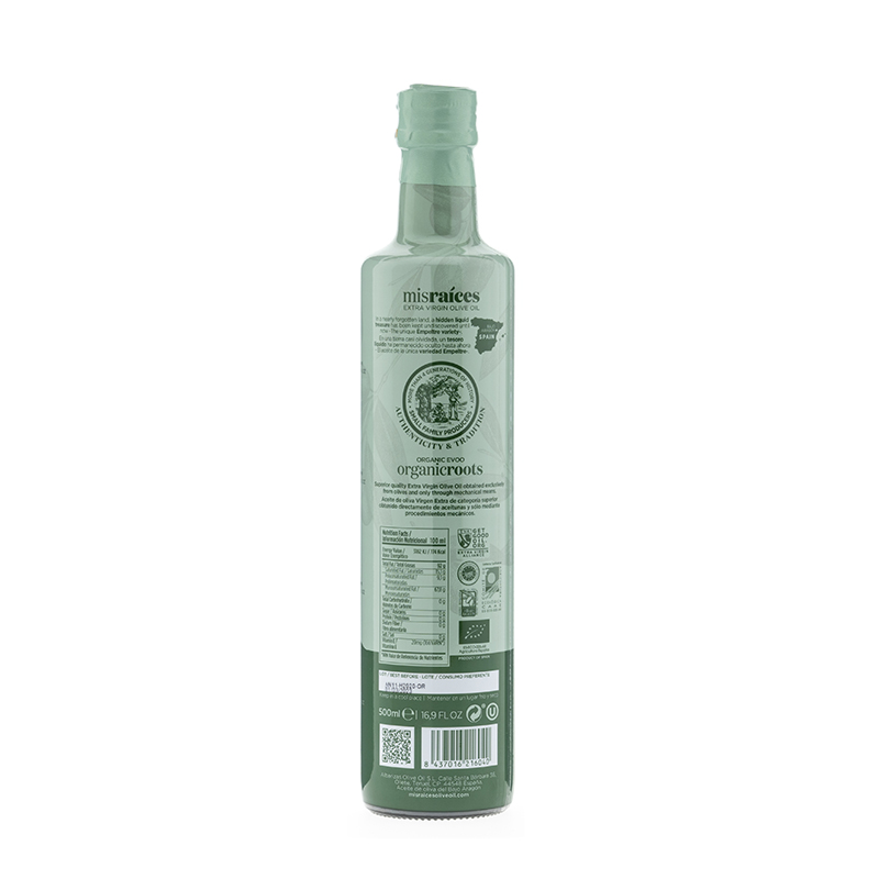 Aceite de oliva virgen extra. Mis raíces organic. ½ L. Bio (Oliete. Teruel)
